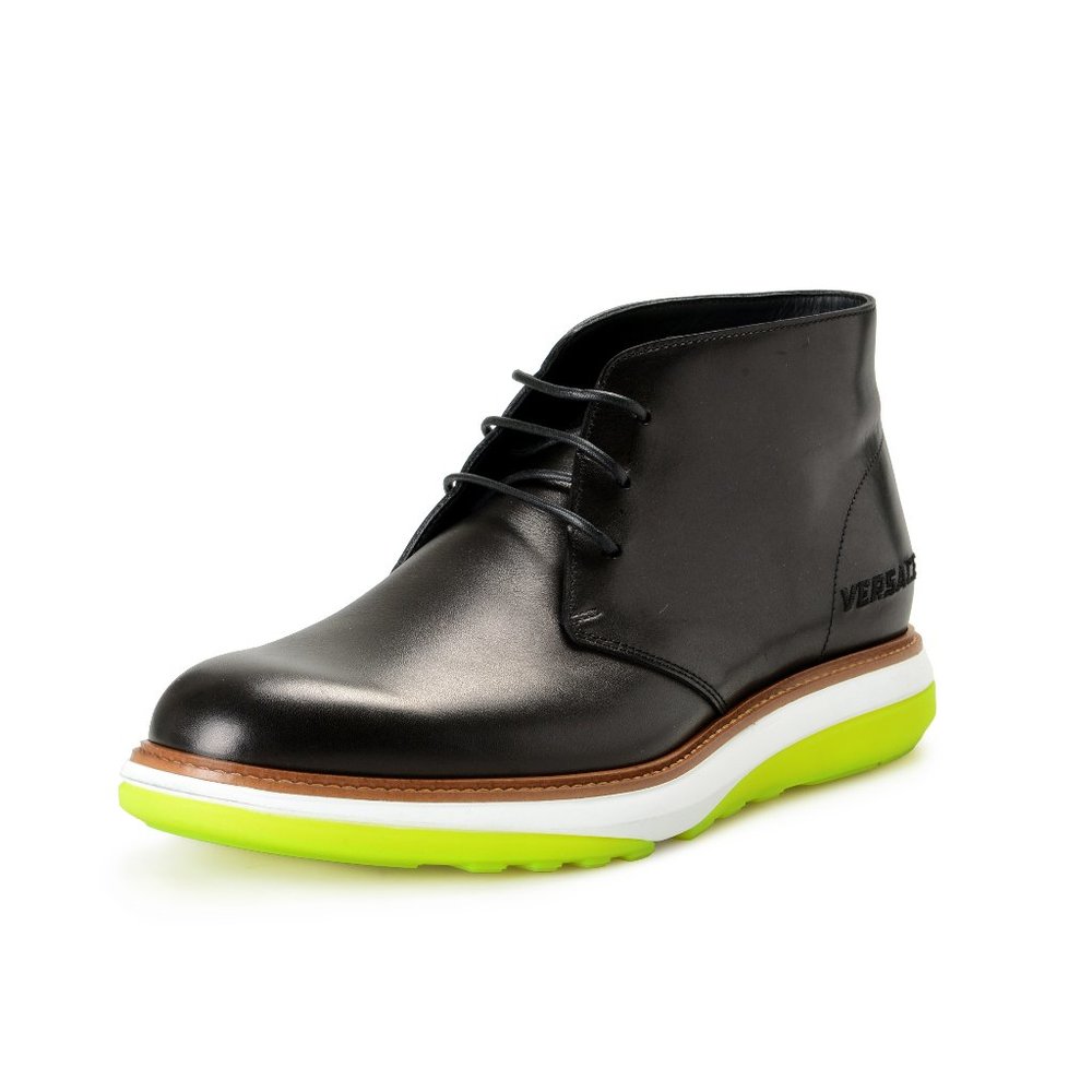 Versace Men's Black Leather Ankle boots Shoes US 7 IT 40